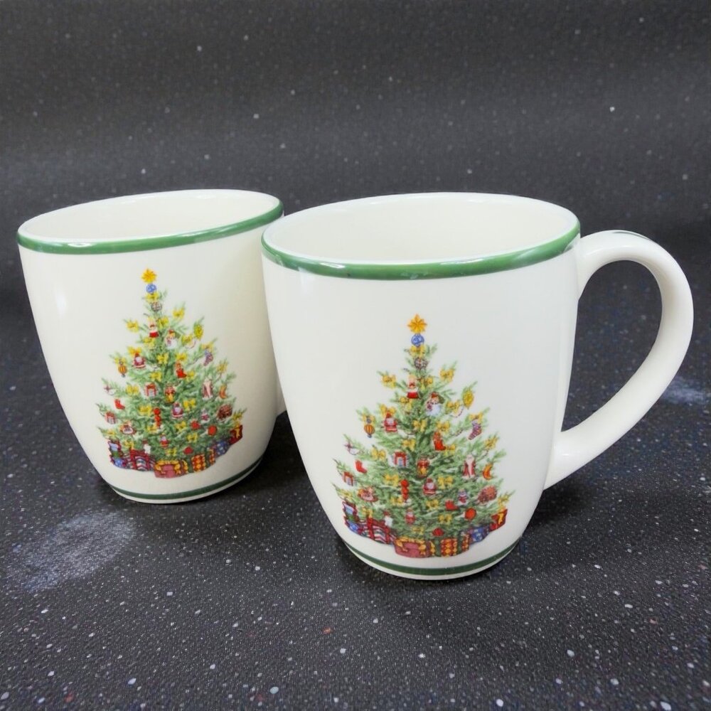 Christopher Radko Traditions Holiday Celebrations Mug Cup Set 2 Mugs‎ Cups VTG